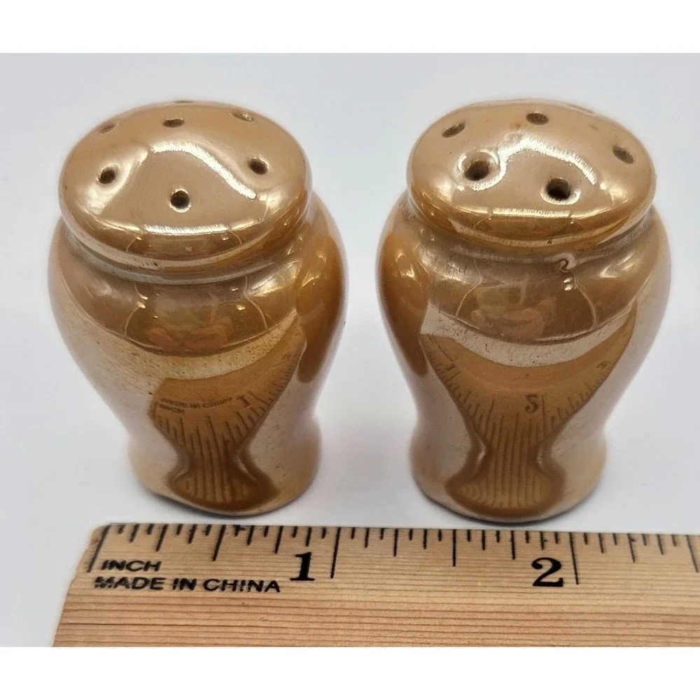 Vintage Lusterware Japan Ceramic Salt and Pepper Shakers Set Kitchen Table Decor